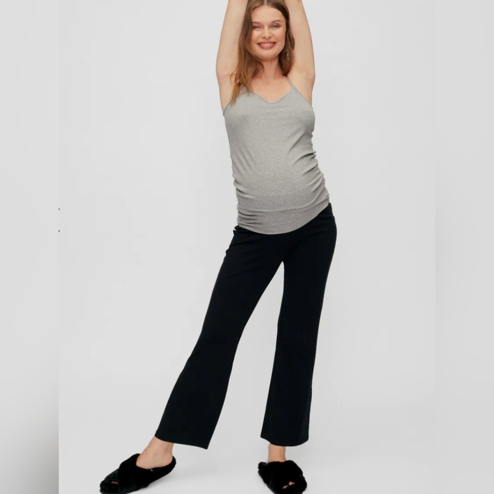 Motherhood Maternity Women's Black Pants Sz Small Stretchy Full Panel Wide Leg